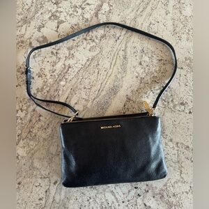 Michael Kors Jet Set Double Pouch Pebbled Leather Crossbody Bag